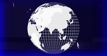 Aufkleber - Rotating globe with grid lines animation over dark blue background