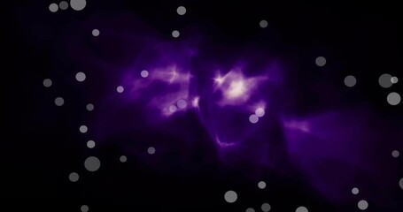 Wall Mural - Purple nebula and white particles animation on black background