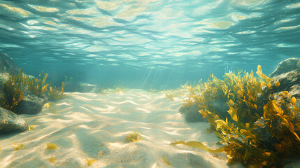 Beautiful view of river water and natural Kelp in the sea