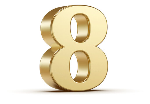 Gold 3D Number 8
