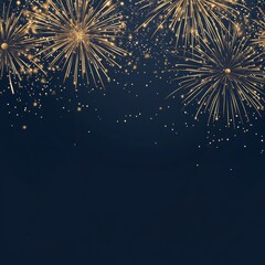 Sticker - A dark blue background with golden fireworks exploding in the upper right and left corners, leaving sparkles in the air.