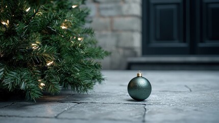 Poster - cozy christmas scene with ornament and tree