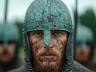 Canvas Print - Rugged warrior with piercing blue eyes