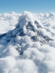 Poster - Majestic snow-capped mountain peaks piercing through the clouds