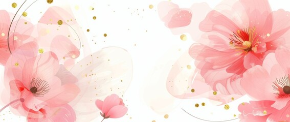 Wall Mural - A pink flower with gold accents