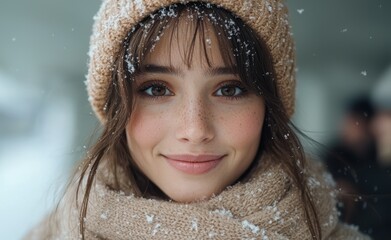 Poster - winter wonderland portrait of a smiling woman