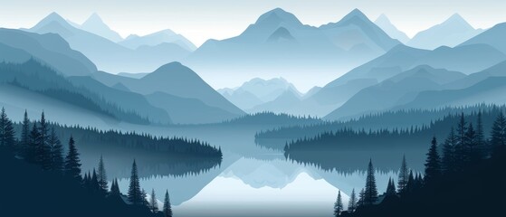 Wall Mural - A beautiful mountain landscape with a lake in the foreground