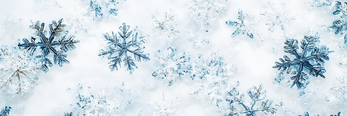 Poster - intricate snowflakes float gracefully against a soft white background, evoking the beauty of a peace