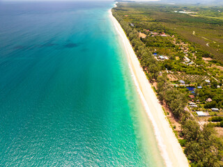 Drone view Beautiful sea in high season at Phuket Thailand