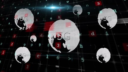 Poster - System hacked text animation over multiple globes and digital symbols
