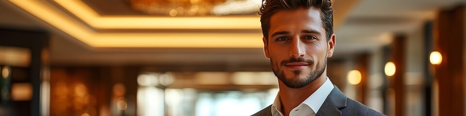 Poster - Handsome man in a modern, elegant indoor setting