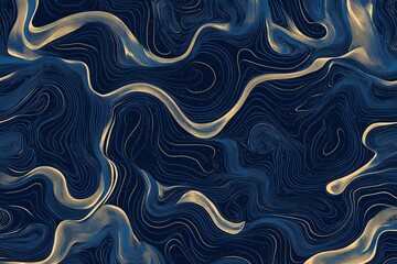 Fototapete - Abstract blue pattern background featuring line art illustration