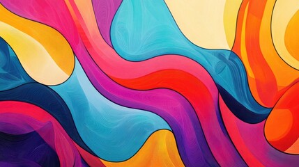 Poster - Colorful abstract line art illustration on a vibrant background