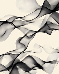 Fototapete - Abstract line art illustration featuring a pattern of black smoke