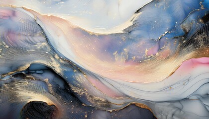  抽象 芸術 大理石 青 白 ピンク 金 渦巻き 豪華 流動性 絵の具 テクスチャー 優雅 キャンバス 混色 顔料 流れる 動き 模様 色彩