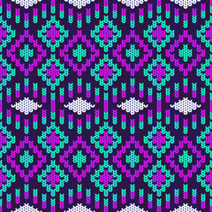 Wall Mural - Geometric Ethnic Pattern Design Background or Wallpaper.fashion design , Knitting Pattern. 