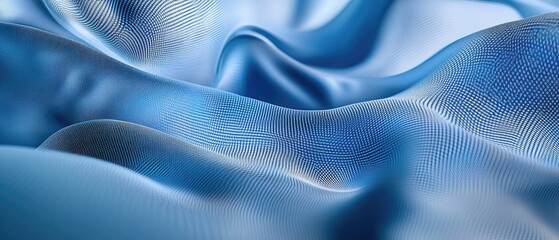 Abstract line art illustration featuring a three dimensional composition of curves and mosaic halftone effects representing themes of technology science or education in blue tones