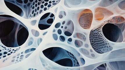 Wall Mural - Oil painting showcasing the intricate structure of plastic mesh material