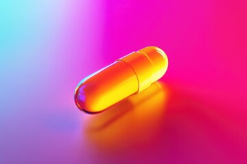 Vitamin A pill on color background