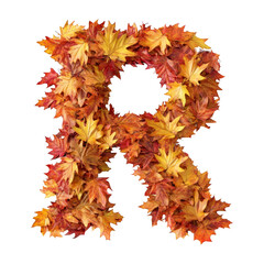 alphabet letter R made of autumn leaves