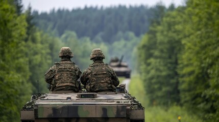 Wall Mural - Soldiers in Armored Vehicle.