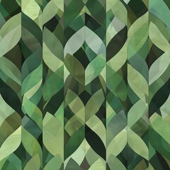 Poster - Abstract Green Leaf Pattern.  Abstract green leaf pattern with vibrant colors and geometric shapes