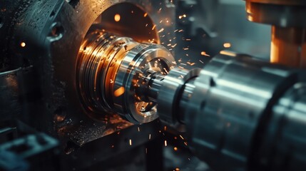 Wall Mural - Closeup of a Metalworking Machine in Operation