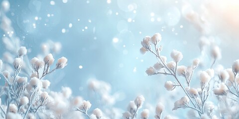 Wall Mural - A refined background with delicate snowy textures and soft, glowing light effects.