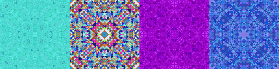 Poster - Seamless geometrical kaleidoscope pattern set