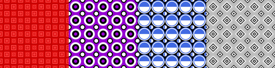 Poster - Seamless geometric threetone pattern set