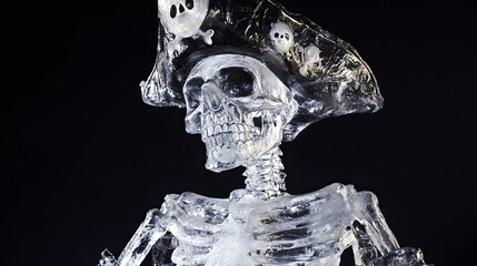 Frozen Skeleton Pirate with Halloween Hat