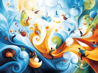 Poster - Abstract People in Swirling Shapes.