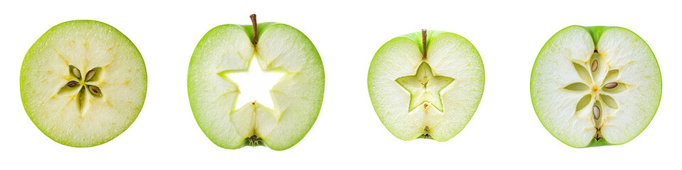 Poster - In this image, the apple has been cut in half, and the seed is in the middle, on a white background, a clipping path has been created.
