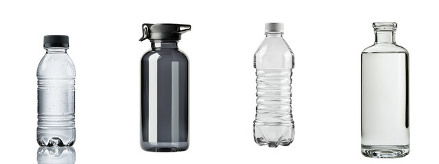 Poster - The bottle is transparent plastic, clipped path, and has a disposable container on white background.