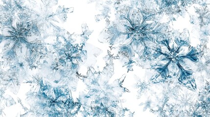 Leinwandbilder - Intricate and delicate abstract snowflakes mix with flowing lines, embodying a serene winter feel and evoking the essence of cold weather. Generative AI