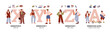 © Kudryavtsev - People generations typographic vector set, cartoon human characters and symbols of X, Y millennials, Z alpha development