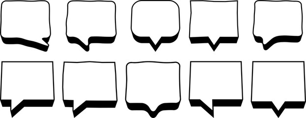 3D Speech Bubble Icons Set in Various Shapes, Perfect for Chat Interfaces, Messaging Apps, and Communication Design Elements in Modern User Interface and Graphic Design Projects