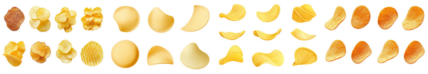 Poster - Clipping path for potato chips on white background