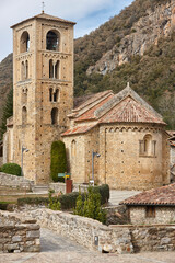 Wall Mural - Picturesque medieval village with romanesque church. Girona. Catalonia, Spain