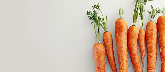 Carrots displayed on a blank backdrop with ample copy space image