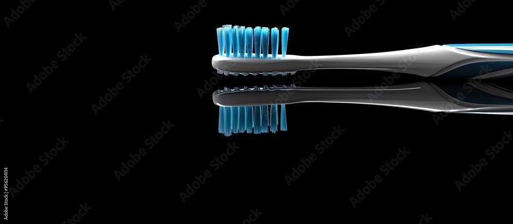 Healthy oral care concept featuring a white toothbrush with blue gel ...