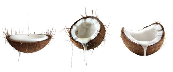 Poster - coconut, food, fruit, tropical, isolated, coco, white, 
