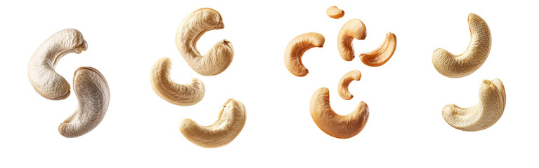 Aufkleber - The falling cashew nut is isolated on a white background, with full depth of field and a clipping path
