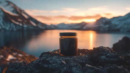 Poster - Sunset Jar on Mountain Lake