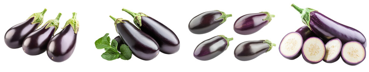 Poster - The eggplant is isolated against a white background, with a clipping path, and the depth of field is full