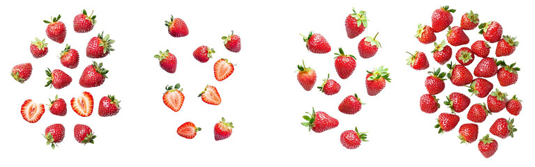 Poster - The fall of the strawberry isolated on white background, clipping path, full depth of field, high quality image