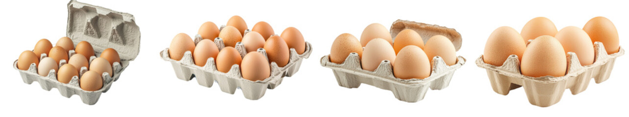 Aufkleber - Ten eggs in a paper box, isolated on white background, clipping path, full depth of field