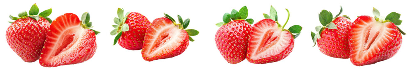 Wall Mural - Photo of strawberry isolated on white background, clipped path, depth of field, high quality