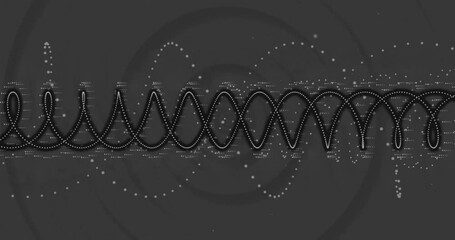 Sticker - Waveform and particle motion animation over dark background