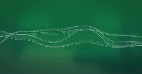 Poster - Flowing wave lines animation over green background